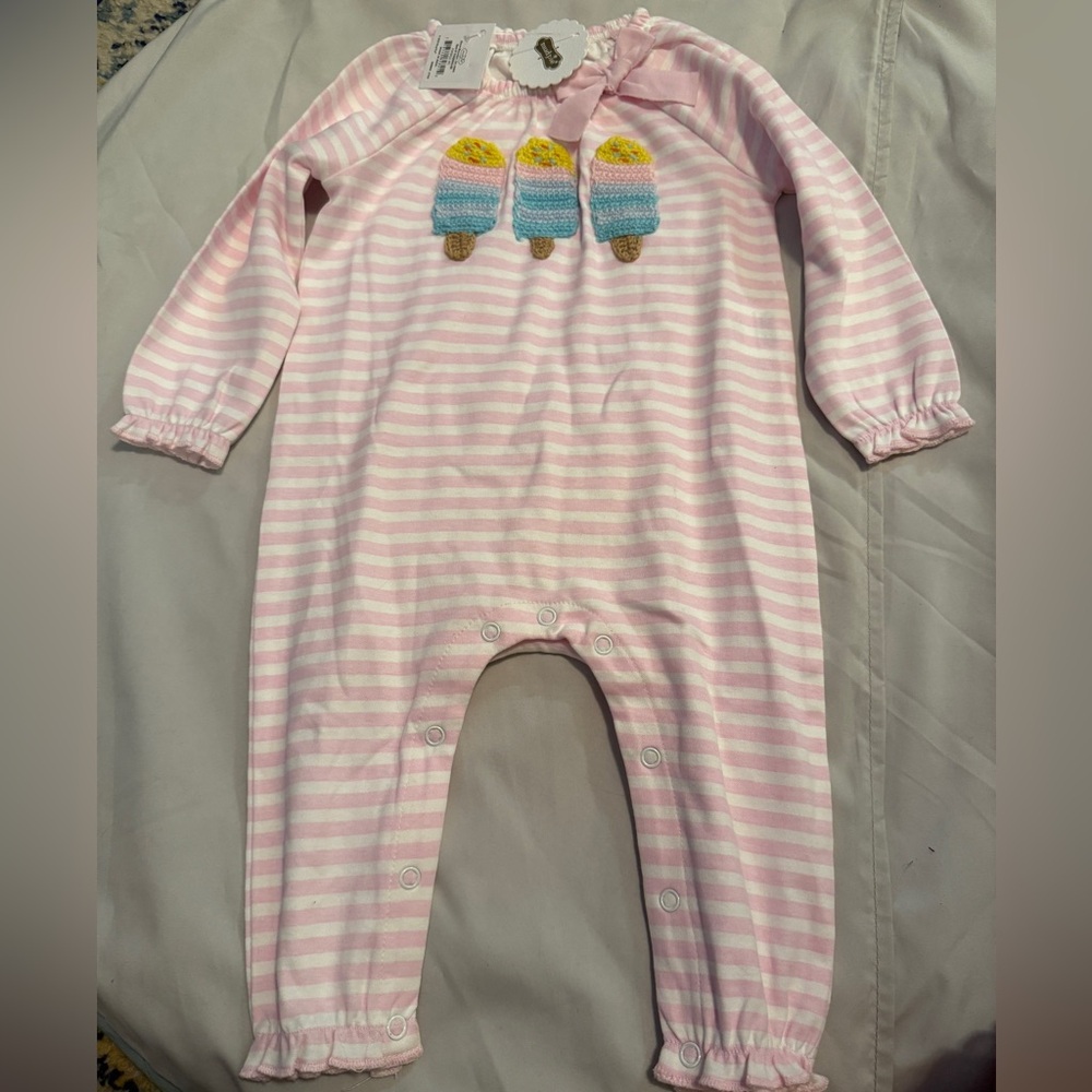 Mud Pie Pink Stripe Popsicle Romper – New with Tags